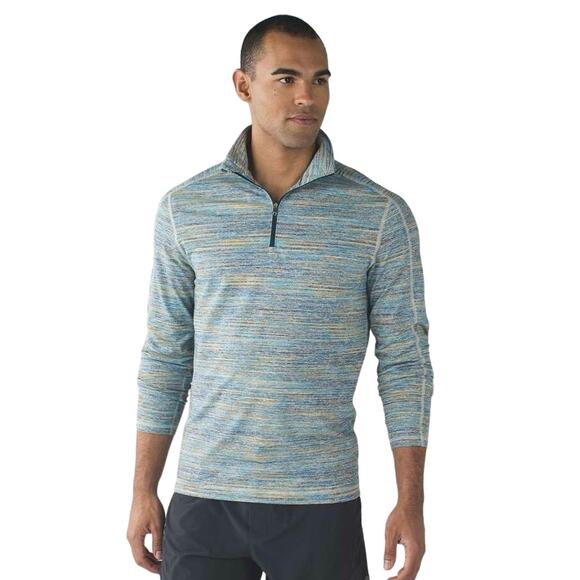 Lululemon Mens S ? Surge Warm 1/2 Zip in Space Dye Camo Deep Navy Alberta Lake - Picture 1 of 9